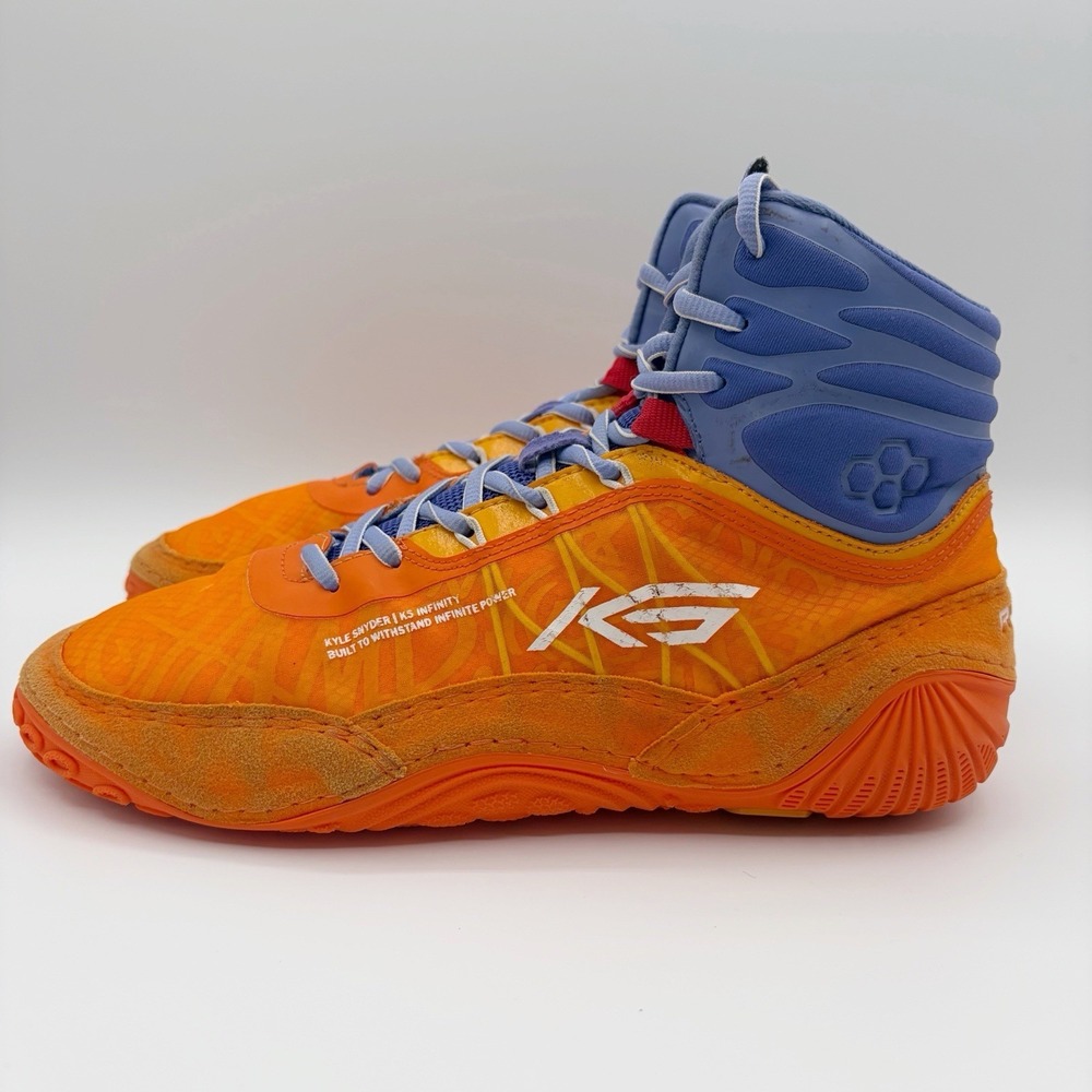 RUDIS Wrestling Shoes Mens 9 Women's 10.5 Orange Blue High Top Pre-Owned Lace Up